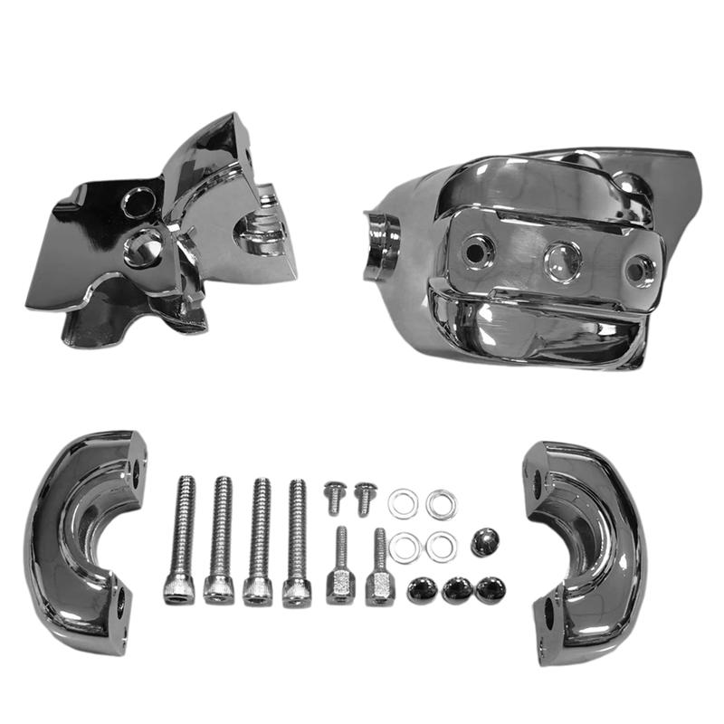 Chrome Handlebar Control Cover Kit For  96-14 Softails 96-17 Dynas 96-03 Front Clutch Handle Bar Dress-Up