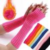 Women Long Fingerless Gloves Soft Female Glove Lolita Kawaii Mitten Winter Warmer Knitted Arm Sleeve Girls Punk Gothic Gloves
