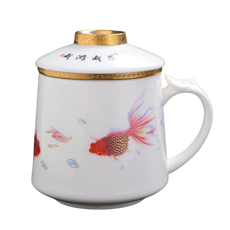 Mutton-Fat Jade Ceramic Office Tea Cup