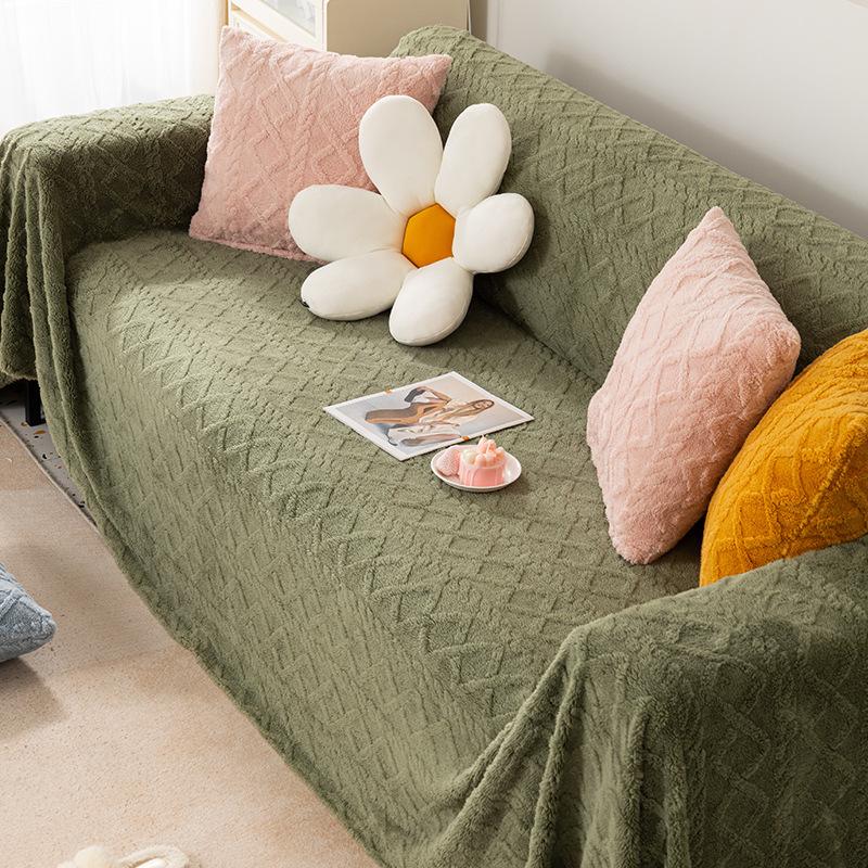 Plush Plain View Four Seasons Universal High-End Sofa All-Inclusive Universal Sofa Cushion Cover Cloth Sofa Towel Slipcover