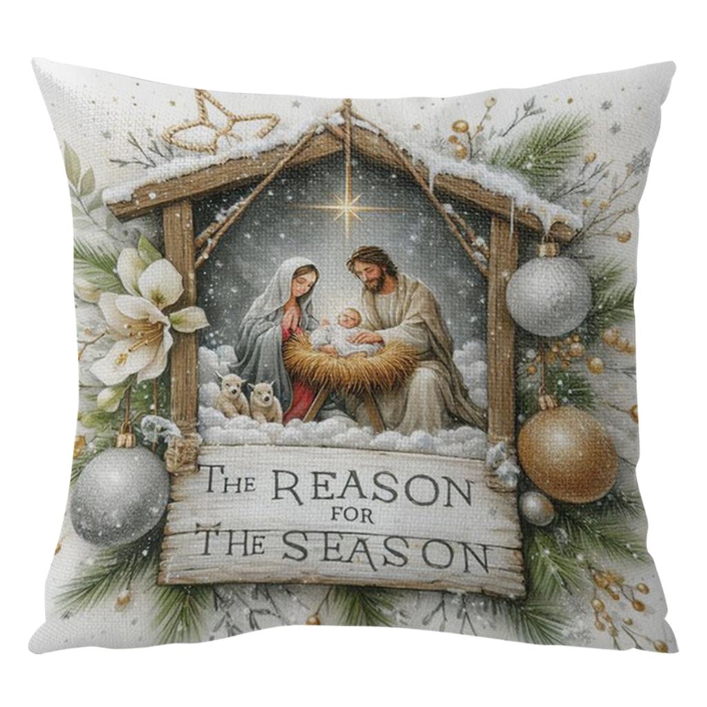 Jesus 11CT DIY Stamped Cross Stitch Pillow Kit 45x45cm with Zipper Pillow Case Needlepoint Kit for Adults Beginners Home Decor
