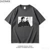 ZAZOMDE Minimalist Retro Monochrome Figure Graphic T Shirts Oversized Cotton Round Neck Short Sleeve Couple Daily Outfit Tops
