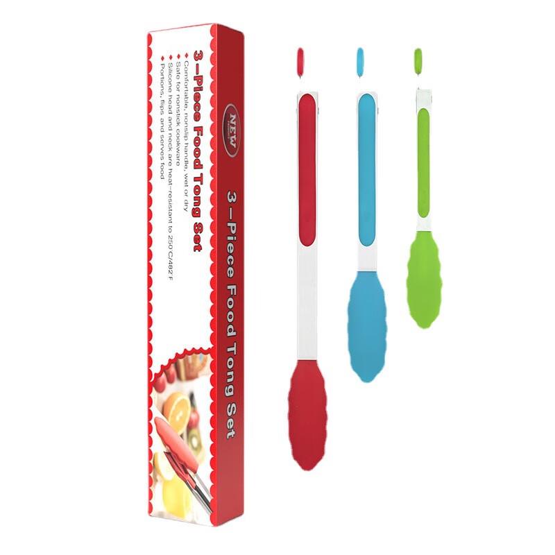 ZISIZ Silicone Food Tongs 3-Piece Set
