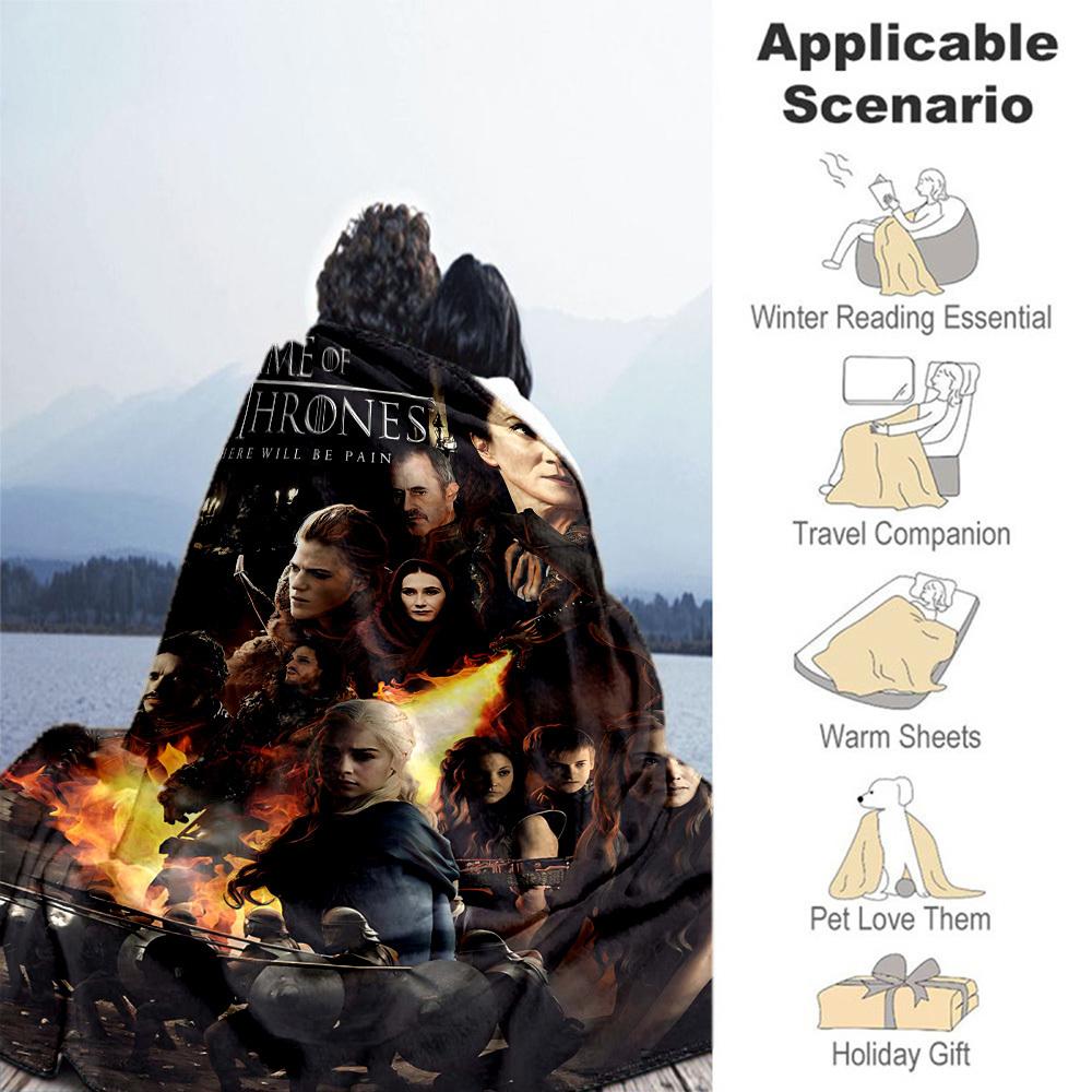 1PC Game of Thrones Outdoor Flannel Blanket Soft Plush Decor for Picnics, camping,Bedroom, Playroom, Office1232A