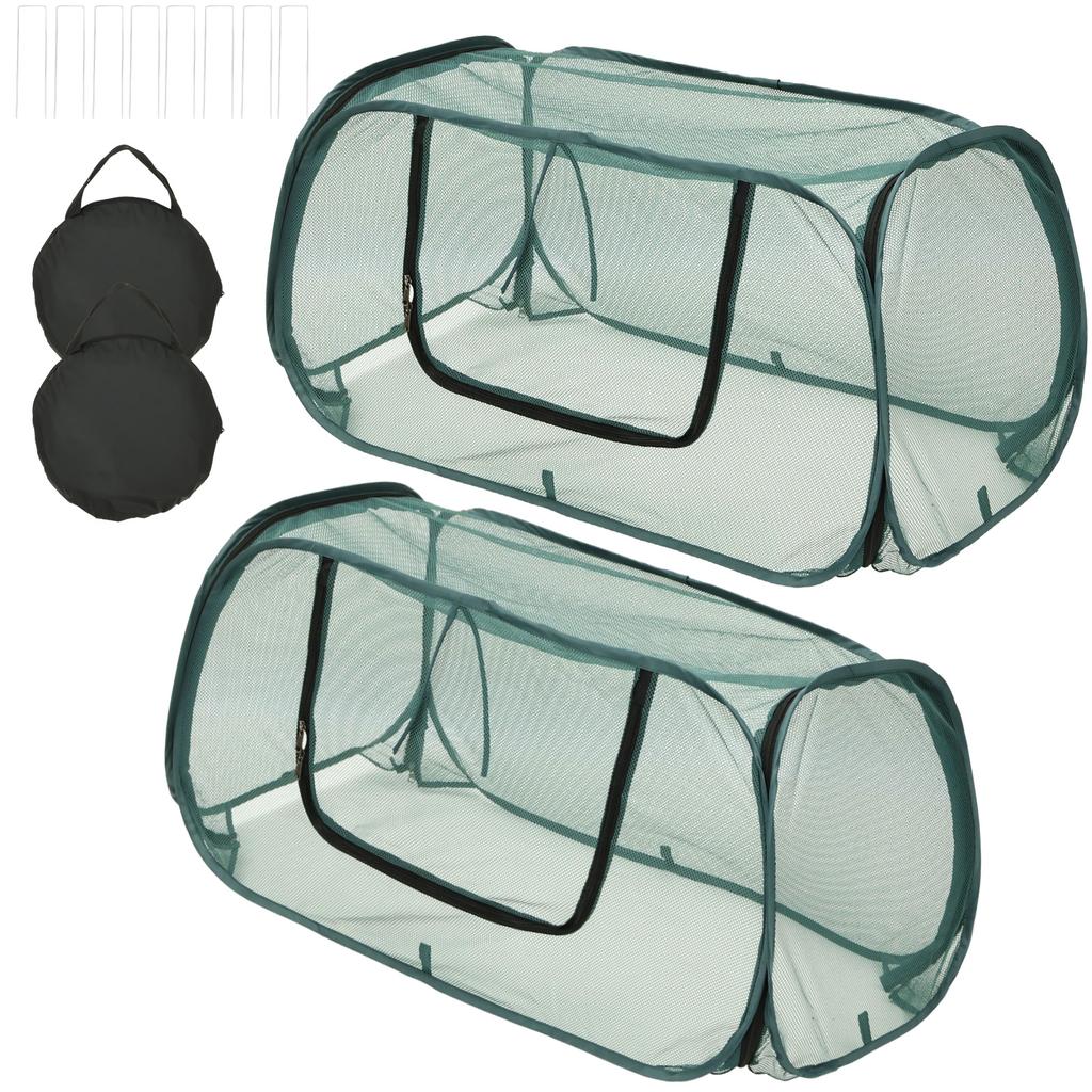 1/2Pcs Garden Bed Mesh Cover Foldable Plant Protection Netting with Stakes Pop Up Raised Flower Bed Bird Proof Net Planter Cover