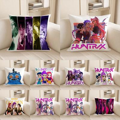 KPop Demon Hunters HunTrix Anime Character Printing, Colorful Pillowcase Fashion Home Decoration