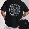 WIR SEHEN UNS IN WALHALLA Wikinger Runen Kompass Muster Motorrad Doppelseitiger Druck T-Shirt Herren Sum