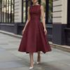ZANZEA Women Casual Round Neck Solid Color Sleeveless Dress
