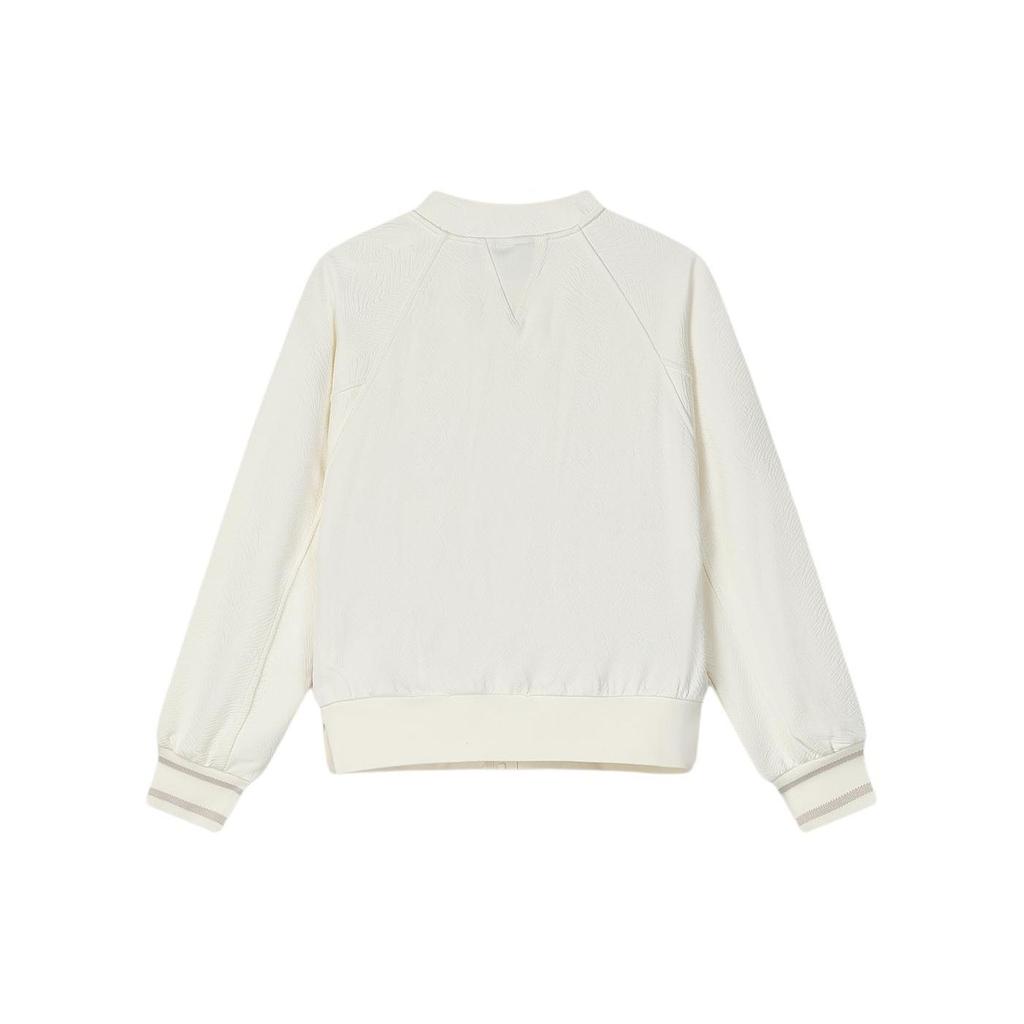 FILA Solid Color Stand Collar Casual Knitted Jacket Women jackets Jade-White F11W418503F-IV