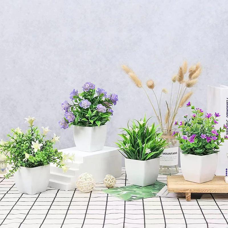 1 st Konstgjorda Växter Simulerad Heminredning Real Touch Växter Bonsai Liten Eukalyptus Bonsai Falska Blommor Bordsskiva Prydnad