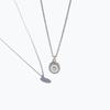 Rush Off Ellipse Cubic Chain Necklace (Silver Plated)