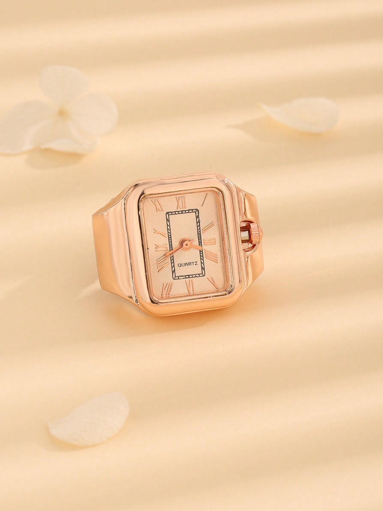 

Модное кольцо с римскими цифрами, кварцевые часы для женщин и мужчин коричневый