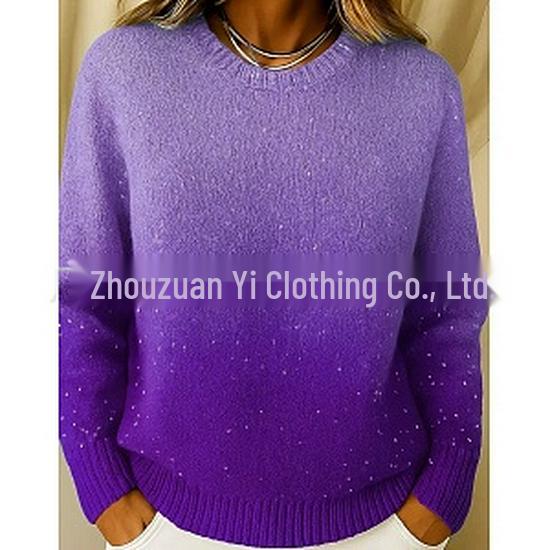 2025 Autumn/Winter Women's Fashion Knit Sweater - Patterned, Warm, Long Sleeve, Round Neck