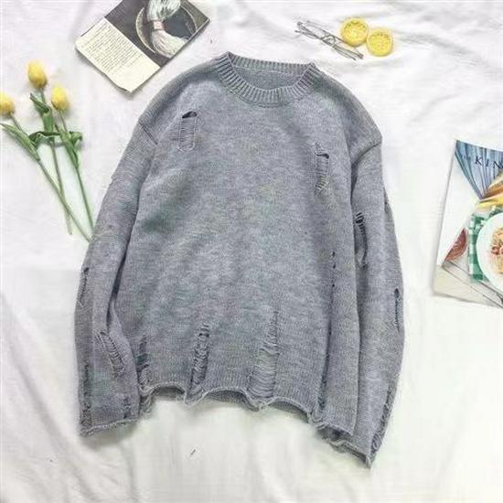 Retro vardaglig stickad tröja i Hongkong-japansk stil - Unisex koreansk trendig rund hals