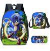 Cartoon Sonic Backpack, Primary And Secondary School Schoolbag, Messenger Bag, Pencil Case Three-Piece Set