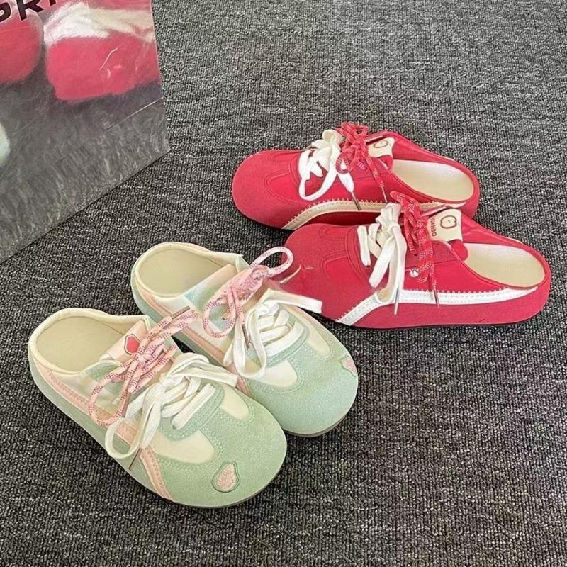 Flat-bottomed Bag Head and Half Slippers for Women To Wear New Summer One-pedal Heel-free Cool Slippers