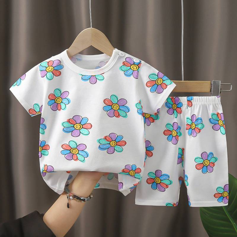 Baby Cotton T Shirt And Shorts Set With Animal Prints For Summer Toddler Wear