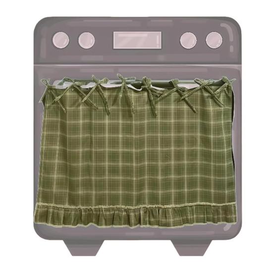 Oven Skirt Handmade Farmhouse Oven Cover with Ruffle Trim under Stove Easy Installation Oven Hideaway Curtain Kitchen Decor
