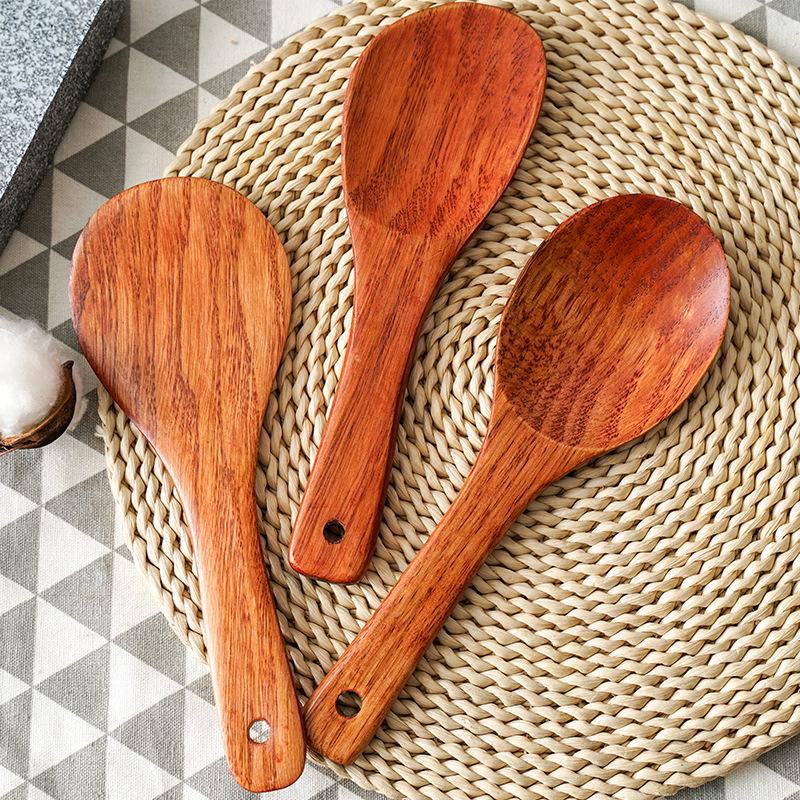 Fengmu Home Furnishing 20cm Wooden Rice Spoon - Customizable Logo Option Available