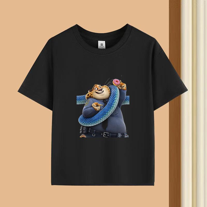 Dětské tričko s krátkým rukávem a kulatým výstřihem - 230g čistá bavlna s potiskem zvířat