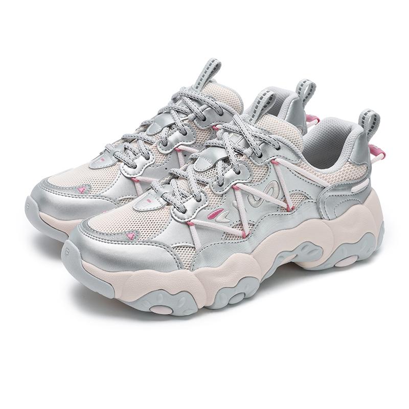 FILA Fluid 6 Cat Paw Fashion Versatile Low-Top Lifestyle Casual Shoes Women sneaker Silver Pink F12W522111FSP