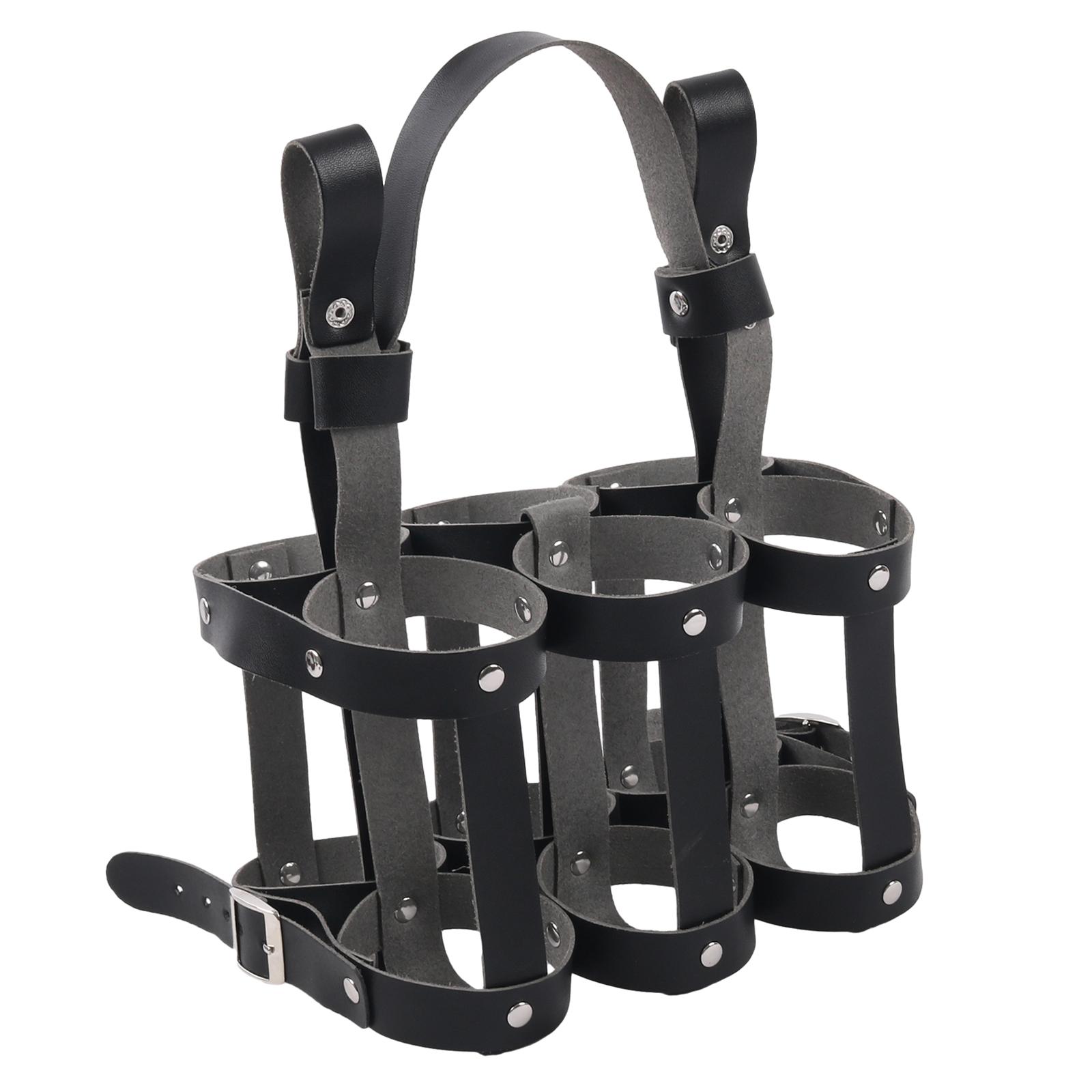 Bike Beer Bottle Carrier Portable 6 Cups Bicycle Beer Carrier Leather Water Beer Bottle Holder for Hiking Outdoor Activities