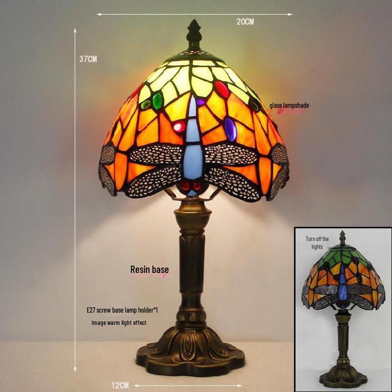 Retro Nostalgic Tiffany Bank Lamp for Living Room or Bedroom