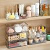 Transparent PET Mirror Cabinet with Compartment Drawers - Stackable Desktop Cosmetics Organizer.
