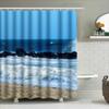 Ozeanwellen Duschvorhang Wasserdichtes Gewebe Badezimmer Dekoration Strandmotiv Druck Modernes Design Für Zuhause Wohnzimmer Oder Schlafzimmer (Blu