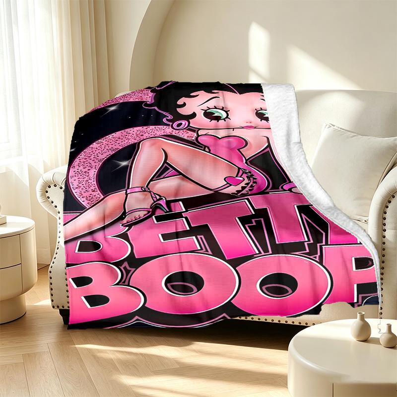 Betty Boop Pattern Blanket for Home Decoration, Bed, Sofa, Car Travel, Camping, Suitable for All Seasons, Birthday Christmas Gift