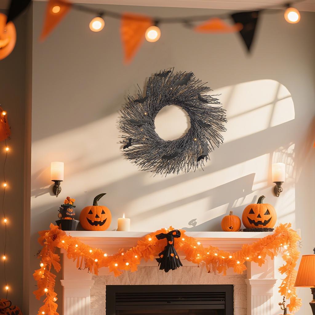 Illuminated Halloween Garland Halloween Lit Garland Black  Garland