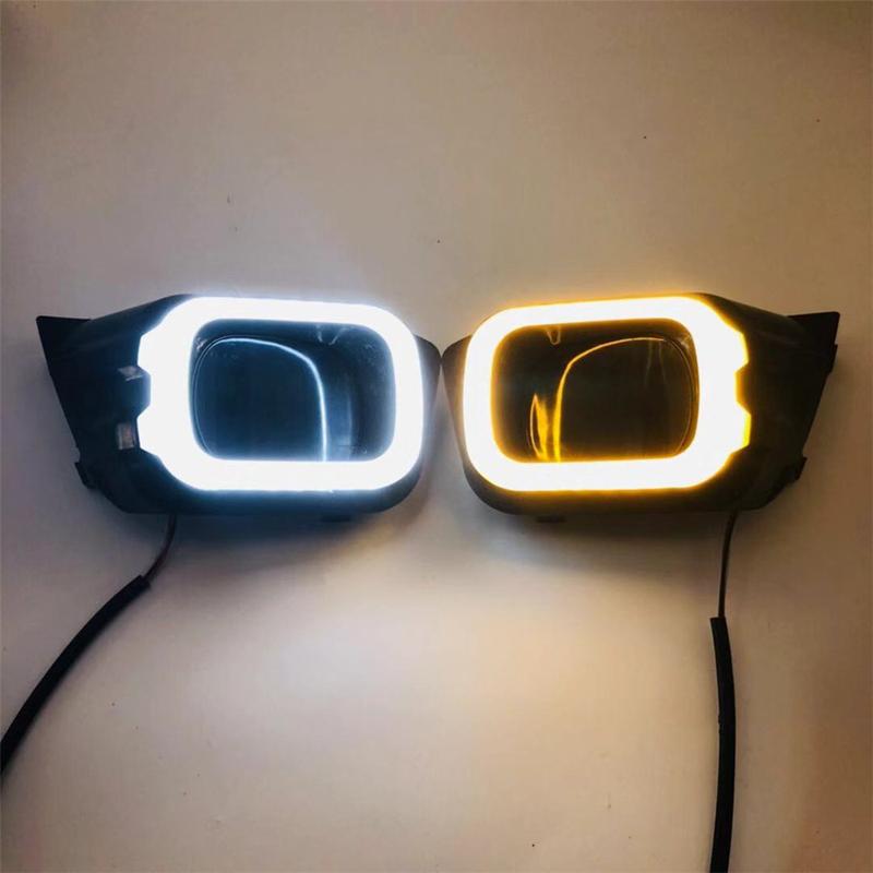 2PCS For Ford Ranger T8 LED Car DRL Daytime Running Light driving fog lamp with Turning Yellow Signal