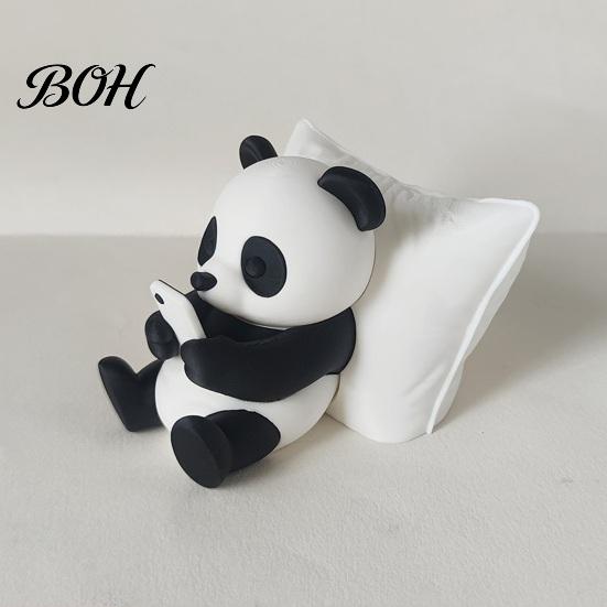 Small Animal Figurines 3D Printed Panda Ornaments, Cute & Pillow Desktop Figurine, Stress Relief Sculpture Compact Shelf Decorations for Home