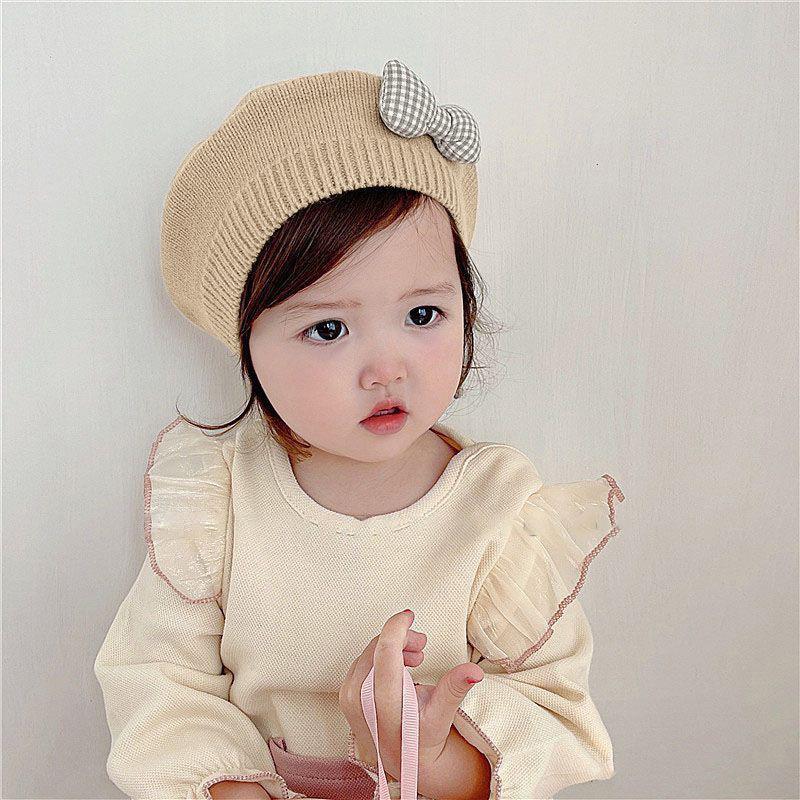 Children'S Beret Baby Hat Cute And Super Cute Autumn And Winter Girl'S Stylish Korean Style Princess Knitted Wool Painter'S Hat