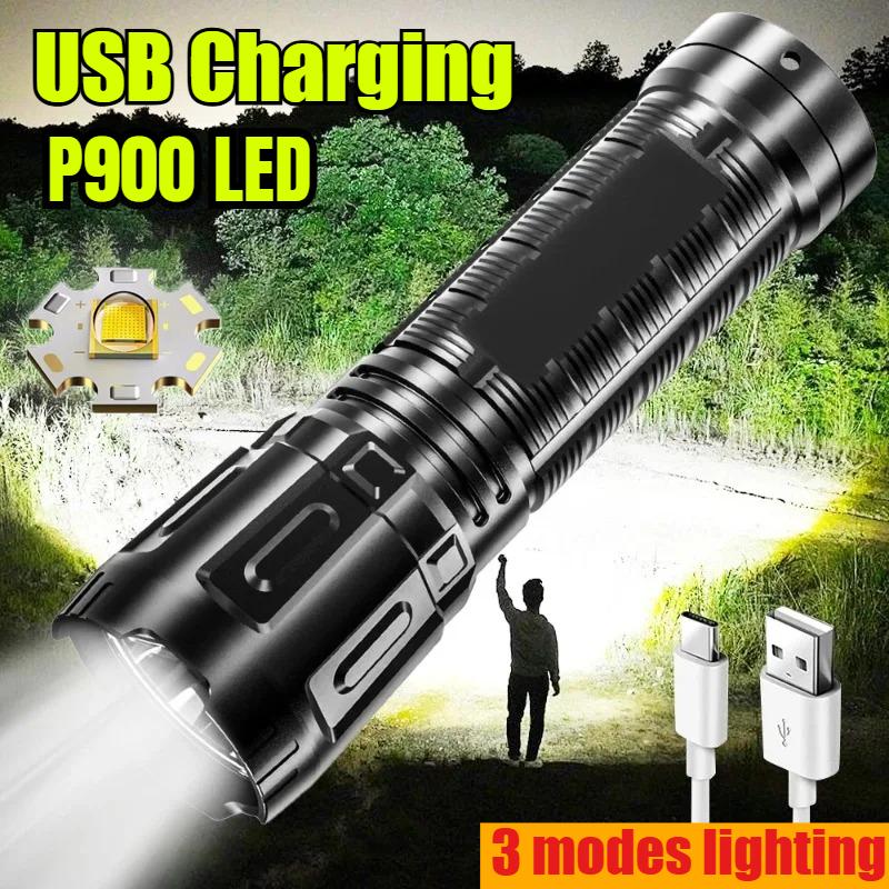 Ultra Bright Flashlight ABS Strong Light Focusing LED Flash Light Rechargeable Zoom Xenon Forces Outdoor Multi-function Torch