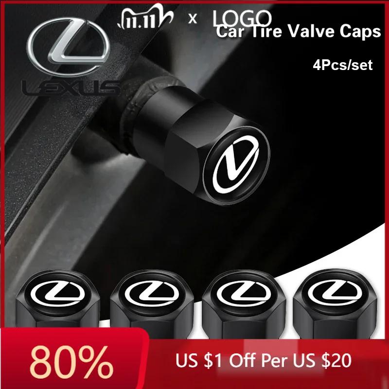 2026 Hot Interior Stickers 4Pcs Car Tire Valve Caps Dust Cover Auto Emblem Accessories For Lexus IS250 IS300 LS460 RC200 RX450 E