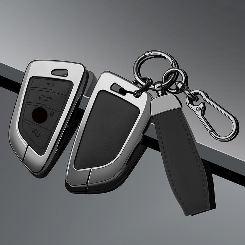 Zinc Alloy Leather Car Key Fob Case For Bmw X1 X3 X5 X6 X7 1 3 5 6 7 Series G20 G30 G11 F15 F16 G01 G02 F48 Keychain Accessories