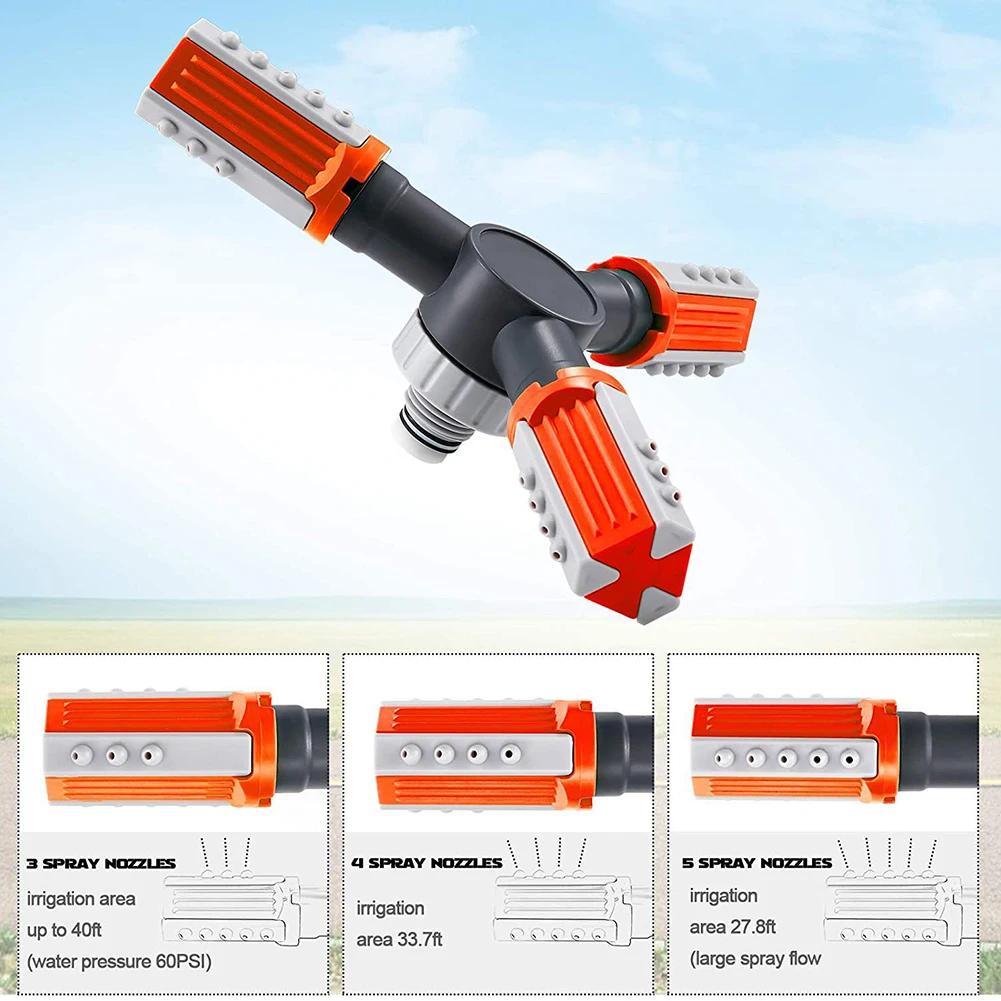 Garden Sprinkler Automatic 360 Degree Rotating Water Sprayer 3 Fork Irrigation Lawn Sprinkler for Agriculture Irrigation