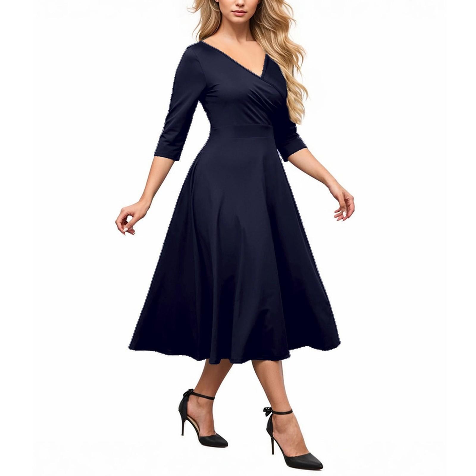 Women s -color Fashionable And Elegant Dress XL тёмно-синий