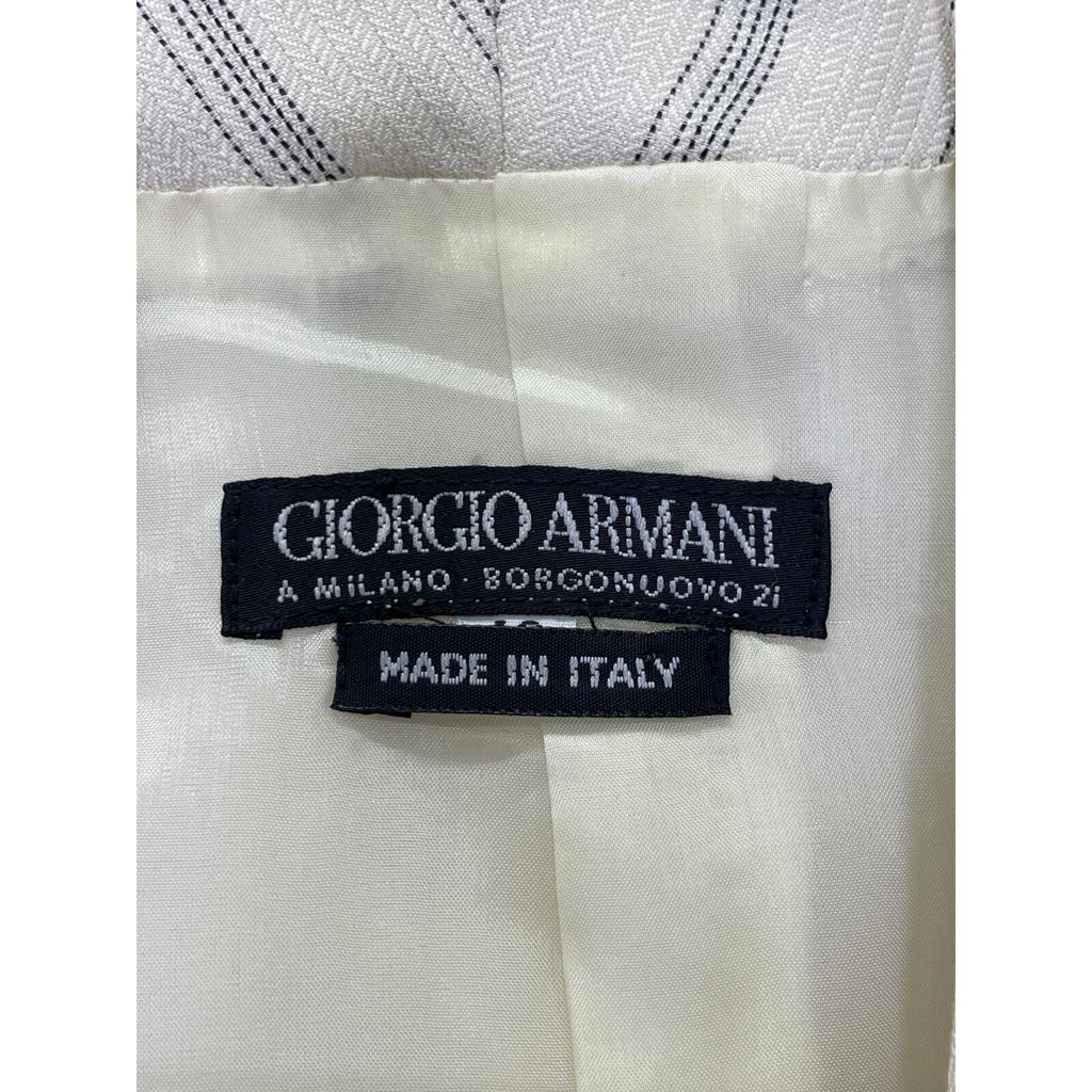 GIORGIO ARMANI Ivory Striped Double Breasted Jacket Jacket 46 IvoryUsed