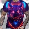 Summer Casual Men's Clothing Oversized Loose Lion Pattern Printed Short Sleeved Round Neck Fitness T-shirts