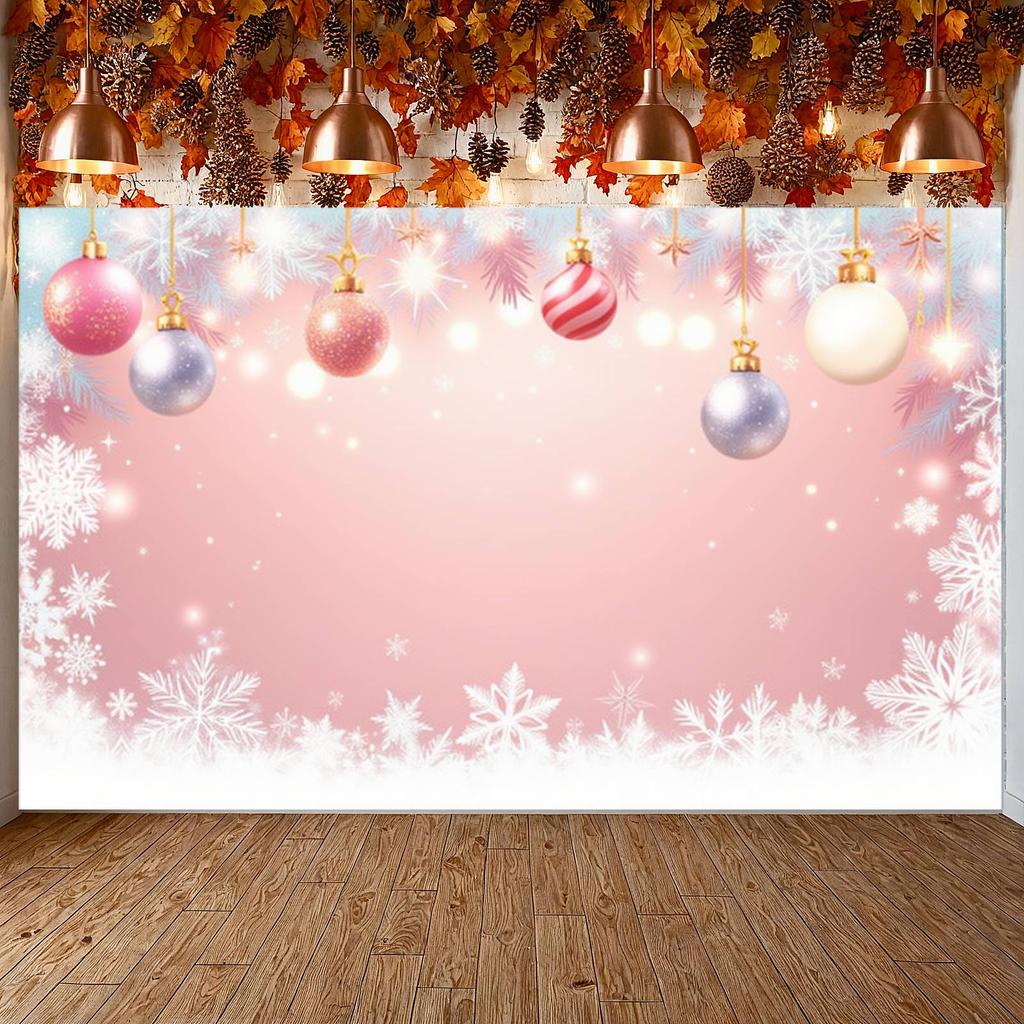 Pink Christmas Backdrop Sparkling Design Winter Background Xmas Decoration Banner Winter Decor Xmas Display For Winter Family