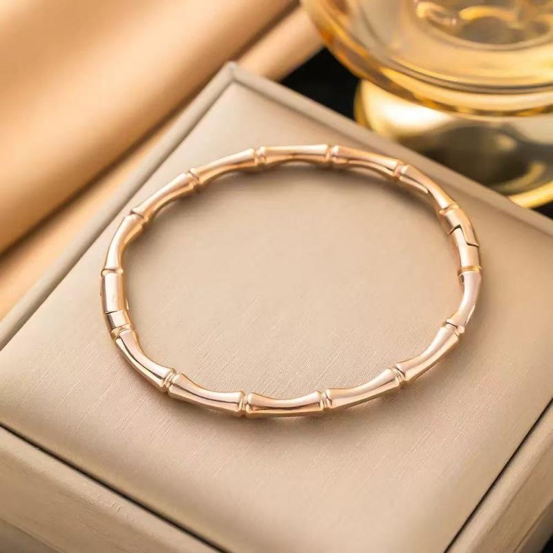 Women's Bamboo Joint Titanium Steel Oil Drip Bracelet: Simple, Durable, Fade-Resistant Stainless Steel