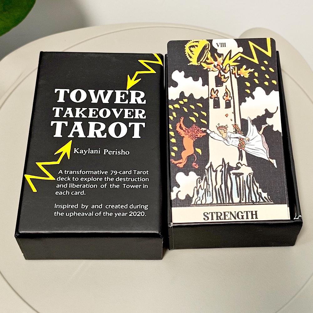 Tower Takeover Tarot Deck in Rigid Box 12*7cm, Unique 79-Card Tarot Set for Transformation & Liberation Double-embossed