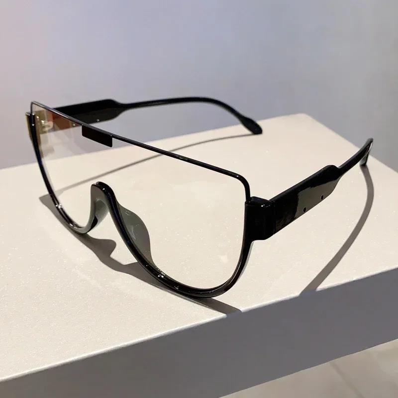 Vintage Semi-Round Sunglasses Women Monoblock Outdoor Goggle Shades Ins Trending New Design Uv400 Eyewear Lunette Soleil Femme
