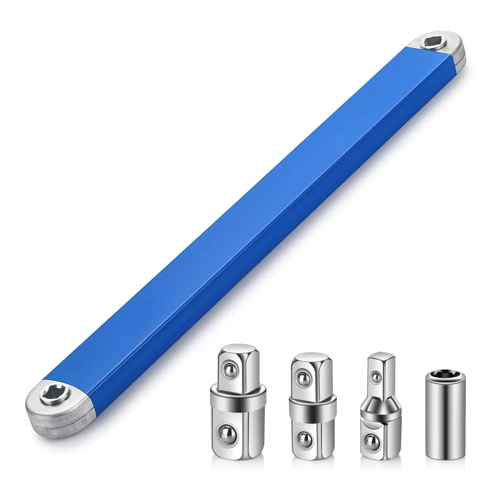 

3/8 Offset Extension Wrench Set for Fall, with 1/2 & 1/4 & 3/8 Square Drive Adapters, 15 Impact Ready Wrench Tool синий