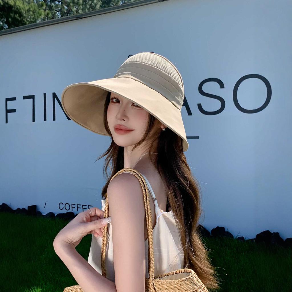 Hat Women's Summer Sun Hat Women's UV Protection Face Cover Breathable Empty Top Sunscreen Hat Big Brim Sun Hat