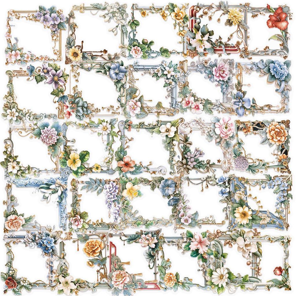 Floral Ink PET Transparent Stickers for Phone, Laptop, Suitcase, and Cup Decoration