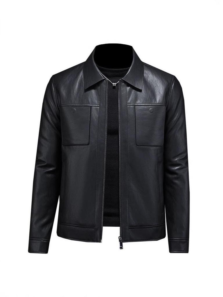 Men's 2025 Winter Motorcycle Leather Down Jacket