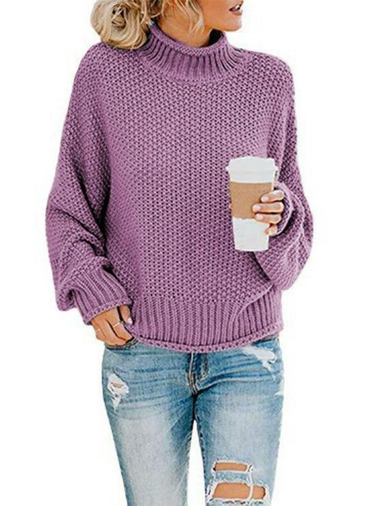 2026 Women's High Neck Loose Pullover Sweater - Autumn/Winter Plus Size European & American Style